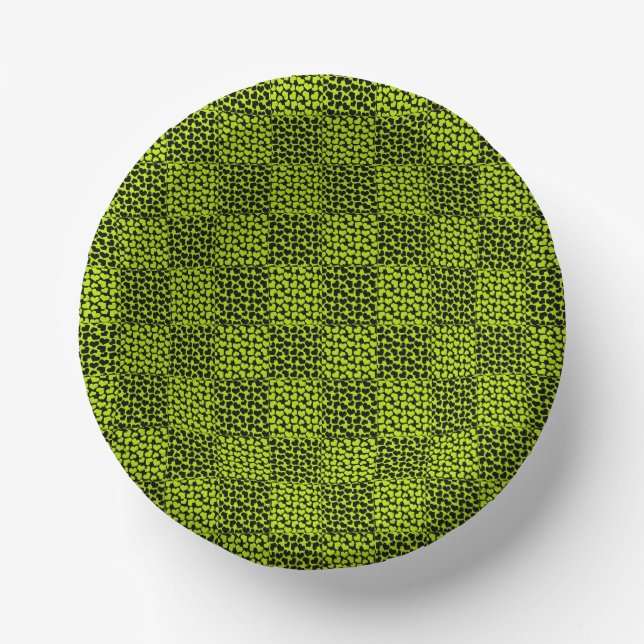 Chequerboard hearts pattern in Lime Green Paper Plate (Front)