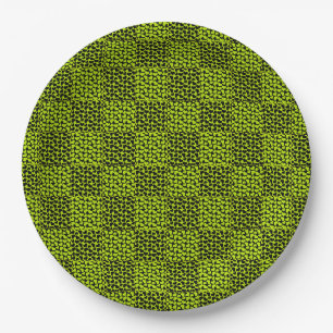 Chequerboard hearts pattern in Lime Green Paper Plate