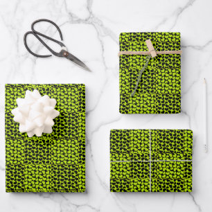Chequerboard hearts pattern in Lime Green Wrapping Paper Sheet