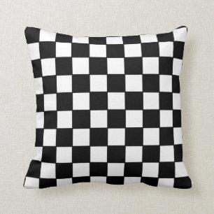 Chequerboard in Black and White Cushion