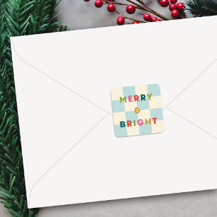 Chequerboard Merry & Bright Christmas Sticker