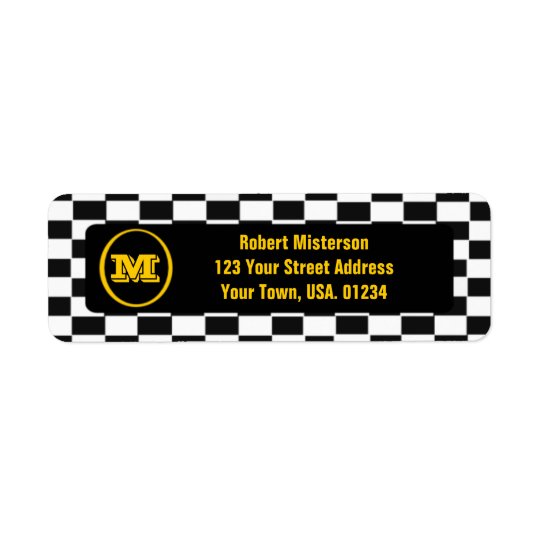 Chequerboard Monogrammed Return Address Labels