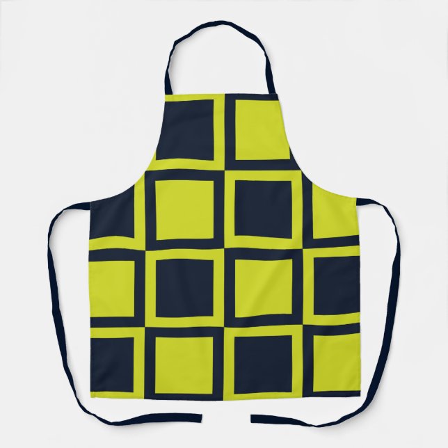 Chequerboard Navy Blue Green Chequerboard  Apron (Front)