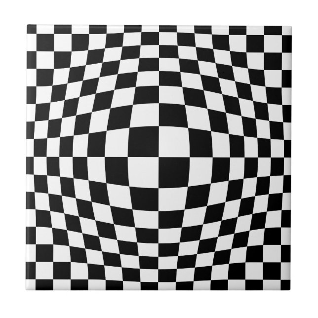 Chequerboard optical illusion ceramic tile (Front)