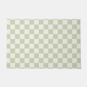 Chequerboard Pastel Green Chequered Sage Check Doormat
