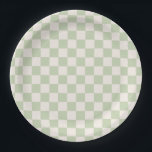 Chequerboard Pastel Green Chequered Sage Check Paper Plate<br><div class="desc">Chequered Pattern – Pastel green / sage chequerboard.</div>