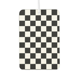 Chequerboard pattern black and white car air freshener