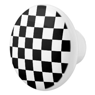 Chequerboard pattern black and white ceramic knob
