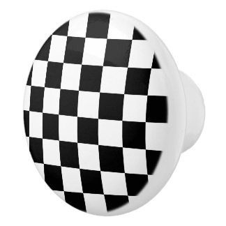 Chequerboard pattern black and white ceramic knob