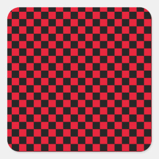 Chequerboard pattern black red square sticker