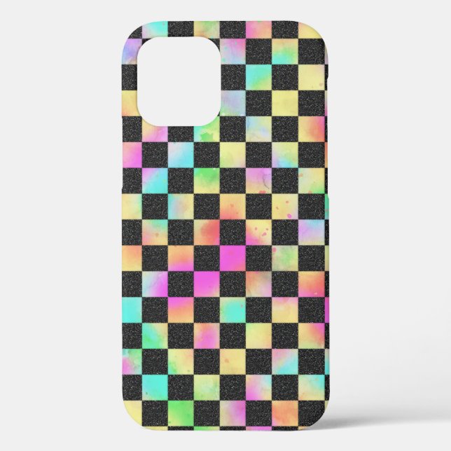 Chequerboard Pattern In 80's Colours Case-Mate iPhone Case (Back)