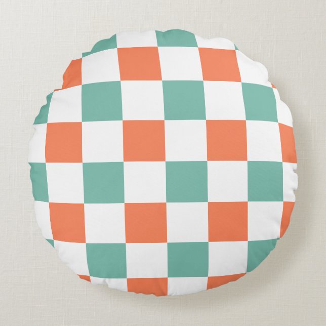 Chequerboard Pattern Round Cushion (Front)