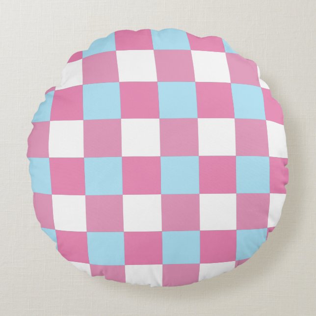 Chequerboard Pattern Round Cushion (Front)