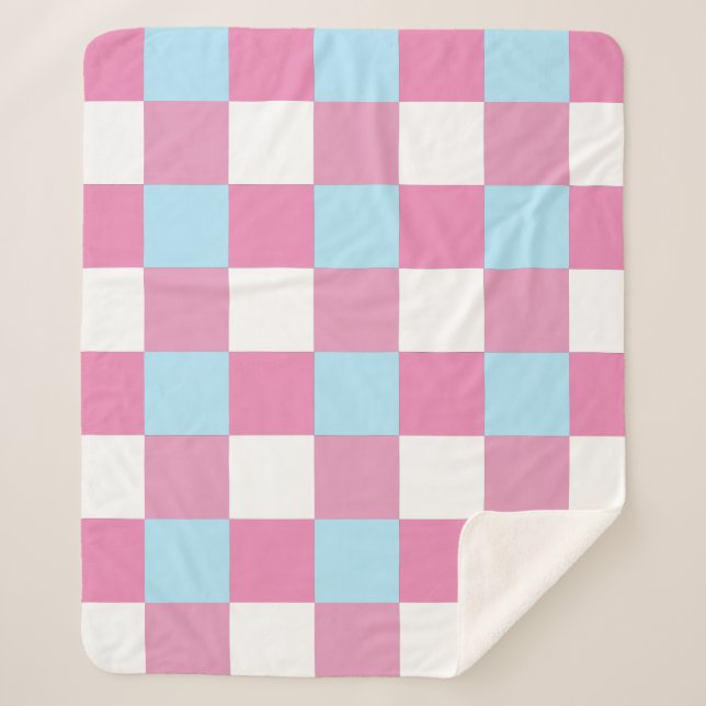 Chequerboard Pattern Sherpa Blanket (Front)