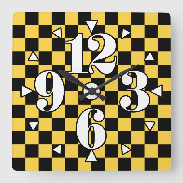 Chequerboard Pattern. Square Wall Clock (Front)