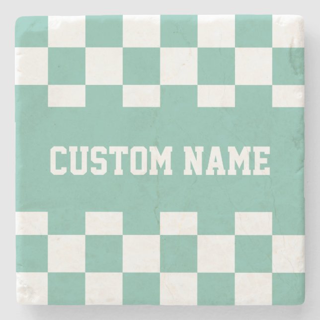 Chequerboard Pattern Stone Coaster (Front)