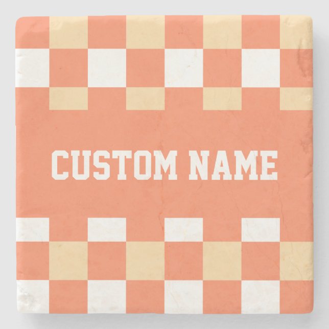 Chequerboard Pattern Stone Coaster (Front)