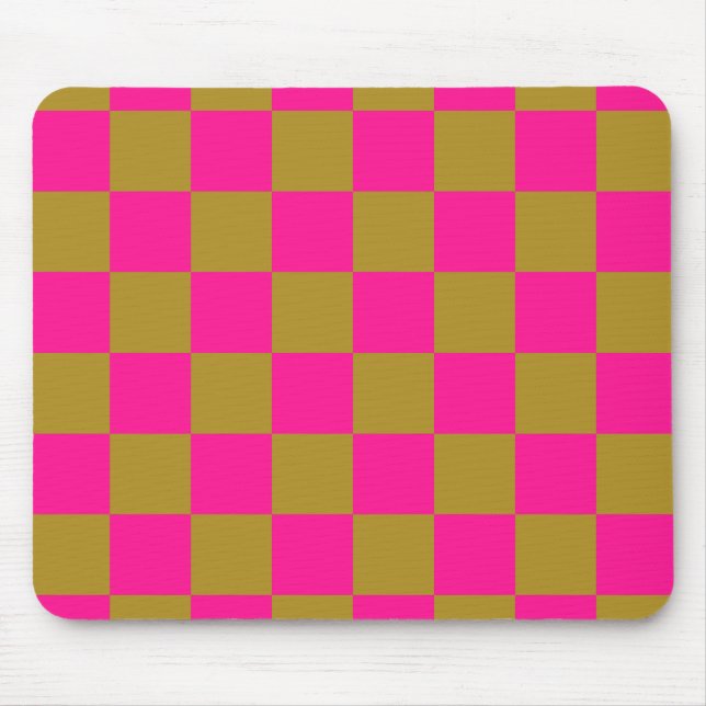 Chequerboard pink gold mouse pad (Front)