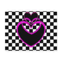 Chequerboard Popart Heart Purple Hearts Valentines