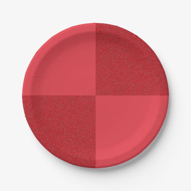 Chequerboard Red Party Plate Design – Customisable (Front)