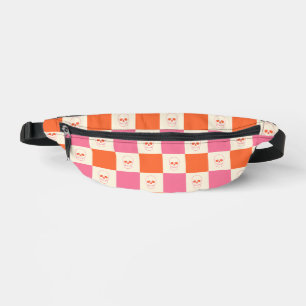 Chequerboard Skulls in Pink, Orange, & Cream Bum Bags