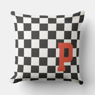 Chequerboard Sports Fan NAME Team School Colours Cushion