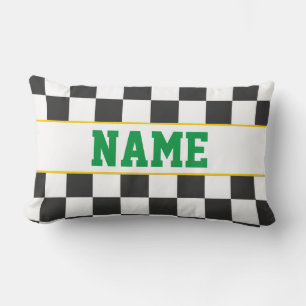 Chequerboard Sports Fan NAME Team School Colours Lumbar Cushion