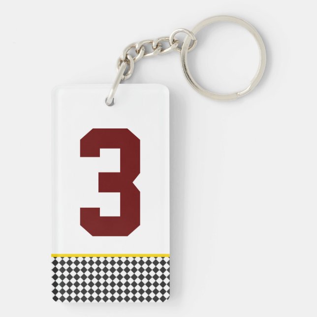 chequerboard sports team colours single NUMBER fun Key Ring (Back)