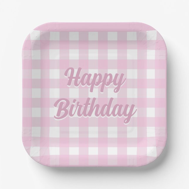 Chequerboard Summer Picnic - Custom birthday plate (Front)