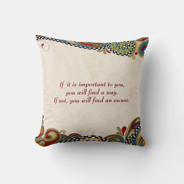 Chequerboard Whimsy Affirmation Pillow (Front)
