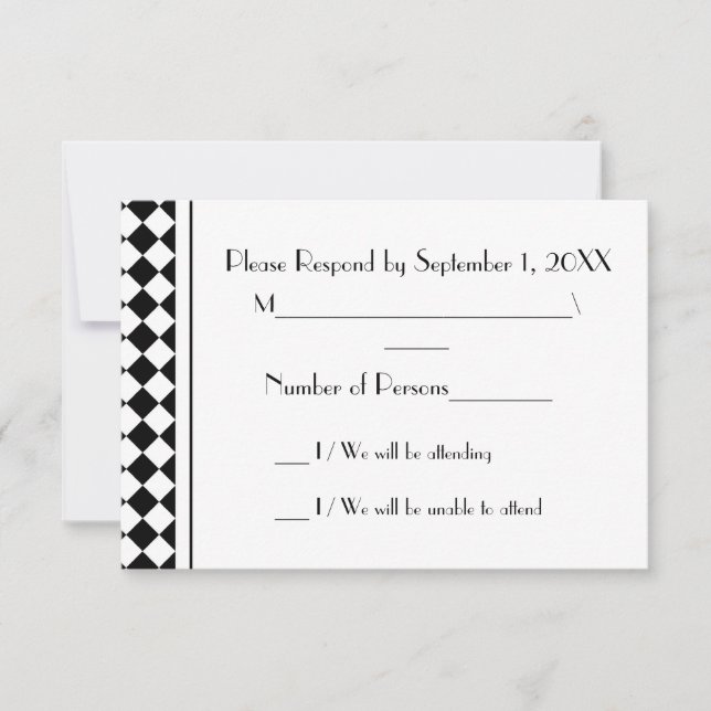 ChequerBoard (White/Black) RSVP Card (Front)