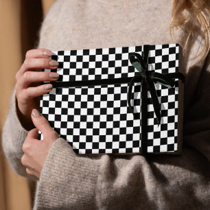 Chequerboard White & Black Wrapping Paper
