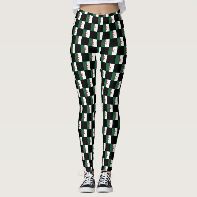Chequered Algeria Flag Pattern  Leggings (Front)