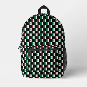 Chequered Algeria Flag Pattern Printed Backpack