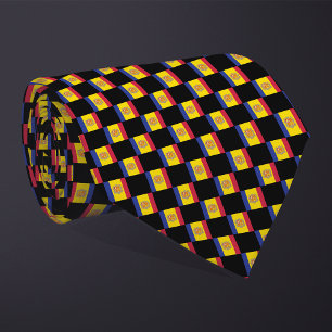 Chequered Andorra Flag Pattern Tie