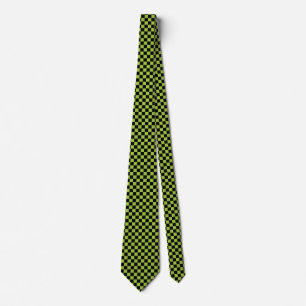 Chequered Apple Green and Black Tie