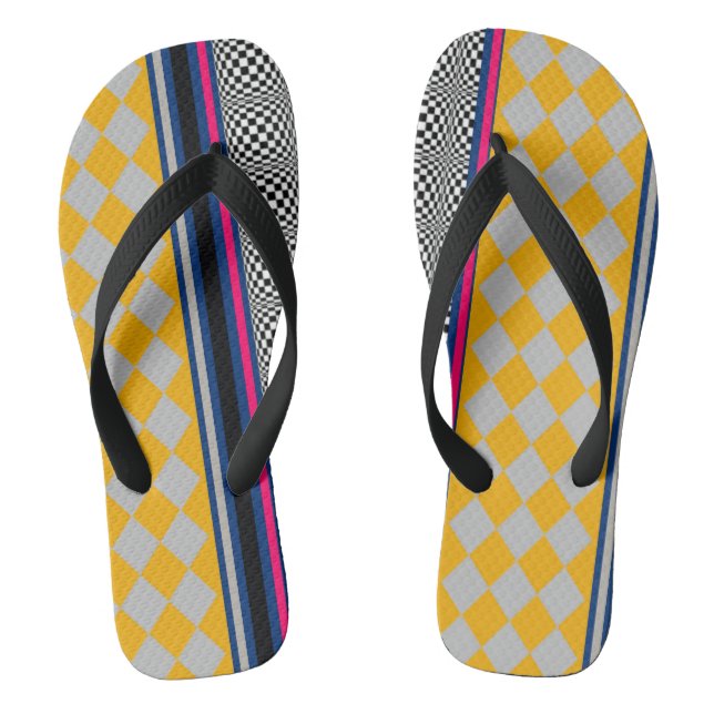 Chequered Argyle Stripes Pattern  Thongs (Footbed)
