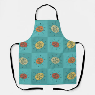 Chequered Atomic Age Turquoise Apron