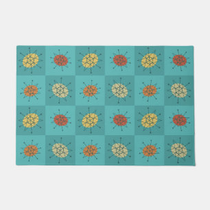 Chequered Atomic Age Turquoise Doormat