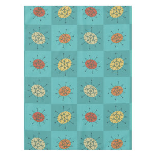 Chequered Atomic Age Turquoise Tablecloth