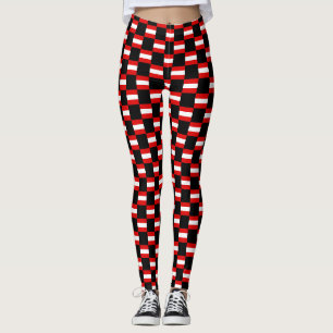 Chequered Austria Flag Pattern Leggings