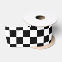 Chequered auto racing flag pattern satin ribbon
