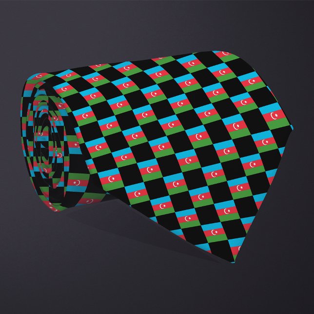 Chequered Azerbaijan Flag Pattern  Tie (Creator Uploaded)