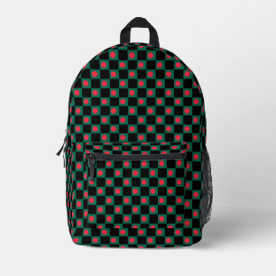 Chequered Bangladesh Flag Pattern Printed Backpack