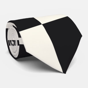 Chequered beauty black and white tie