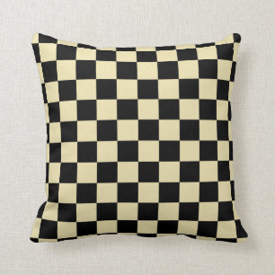 Chequered Beige and Black Cushion