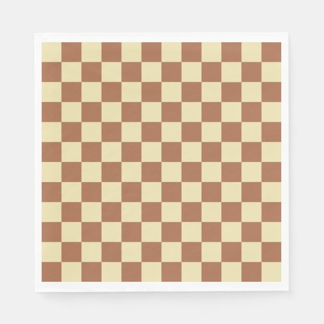 Chequered Beige and Brown Napkin (Front)