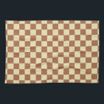 Chequered Beige and Brown Tea Towel<br><div class="desc">Abstract digital art of beige and brown squares in a chequered formation.</div>