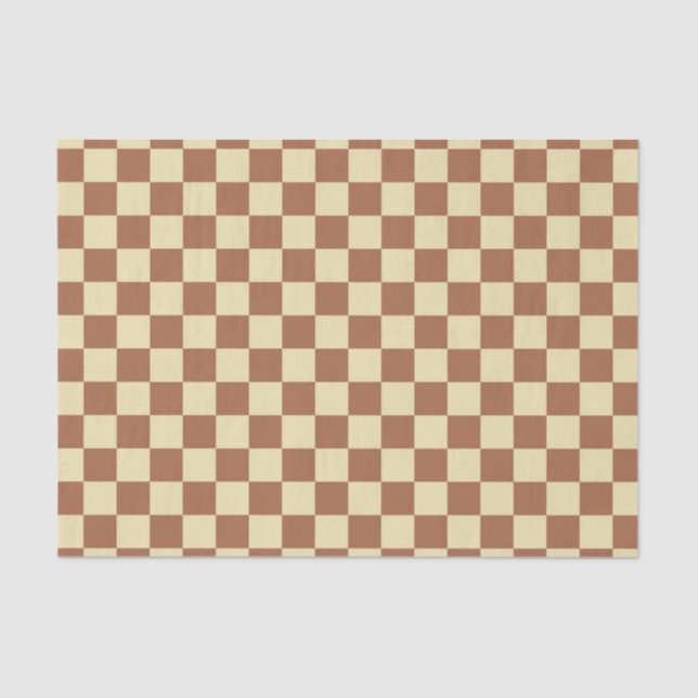 Chequered Beige and Brown Tissue Paper (Front)