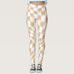 chequered beige and grey modern retro leggings